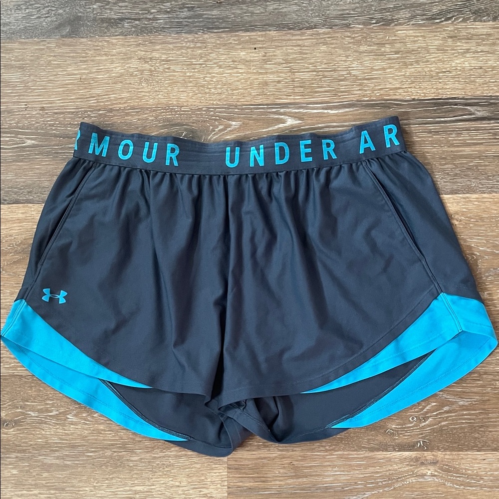 Under Armour Women's Black Shorts with Blue Trim